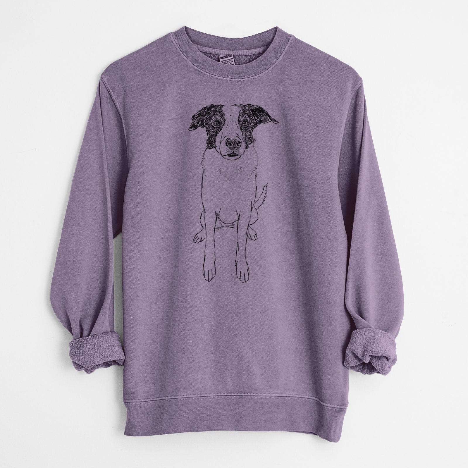 Doodled Dewey the Mixed Breed - Unisex Pigment Dyed Crew Sweatshirt
