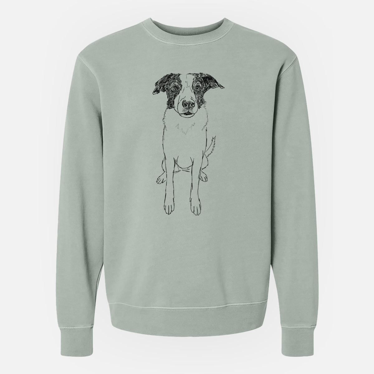 Doodled Dewey the Mixed Breed - Unisex Pigment Dyed Crew Sweatshirt