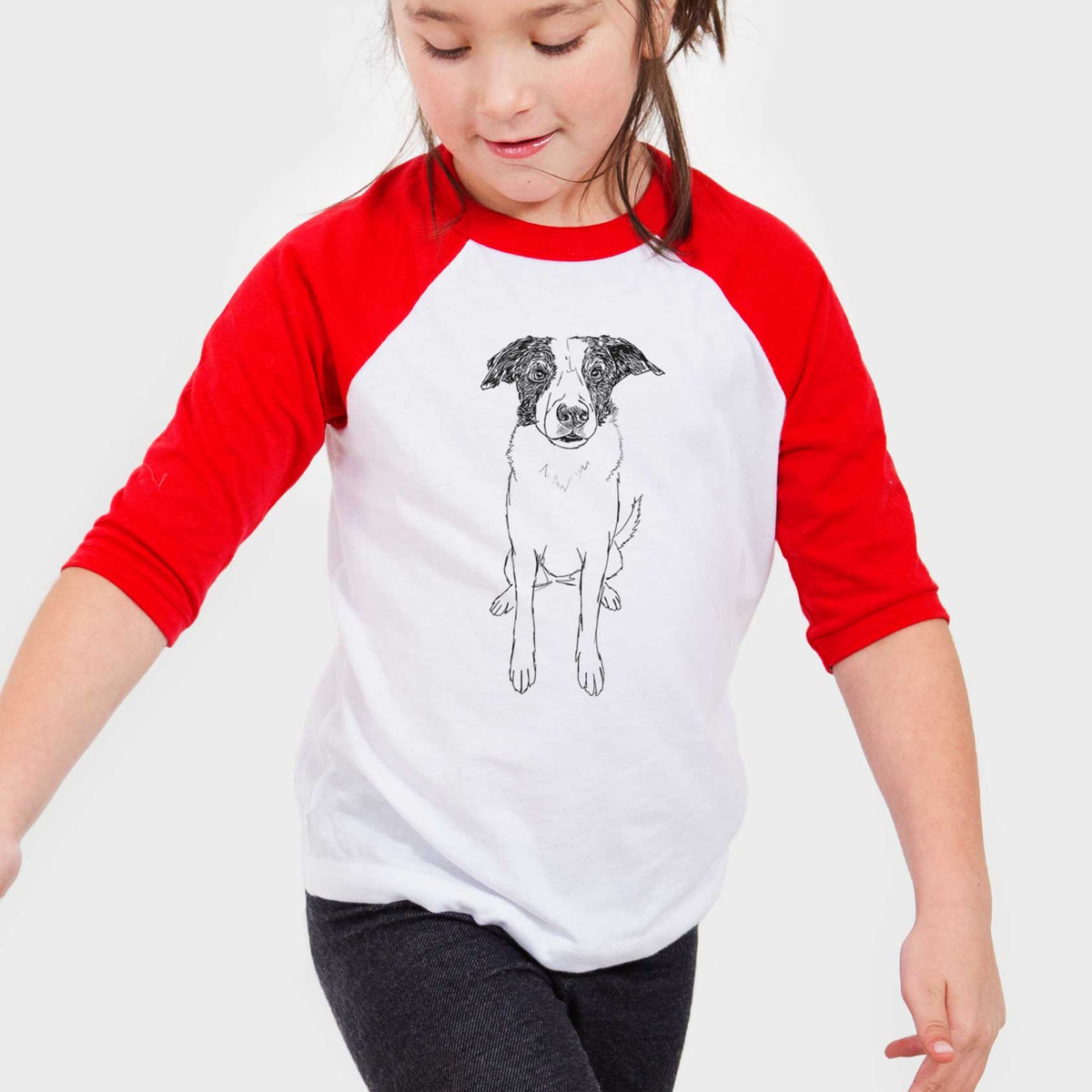 Doodled Dewey the Mixed Breed - Youth 3/4 Long Sleeve