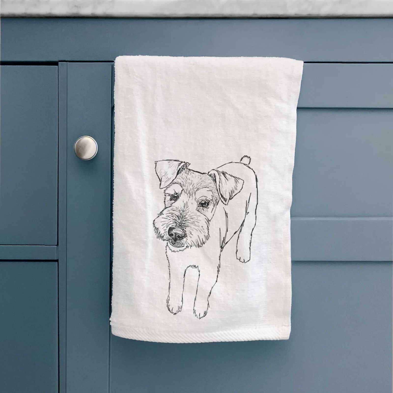 Doodled Dexter the Mini Schanuzer Wire Terrier Mix Decorative Hand Towel