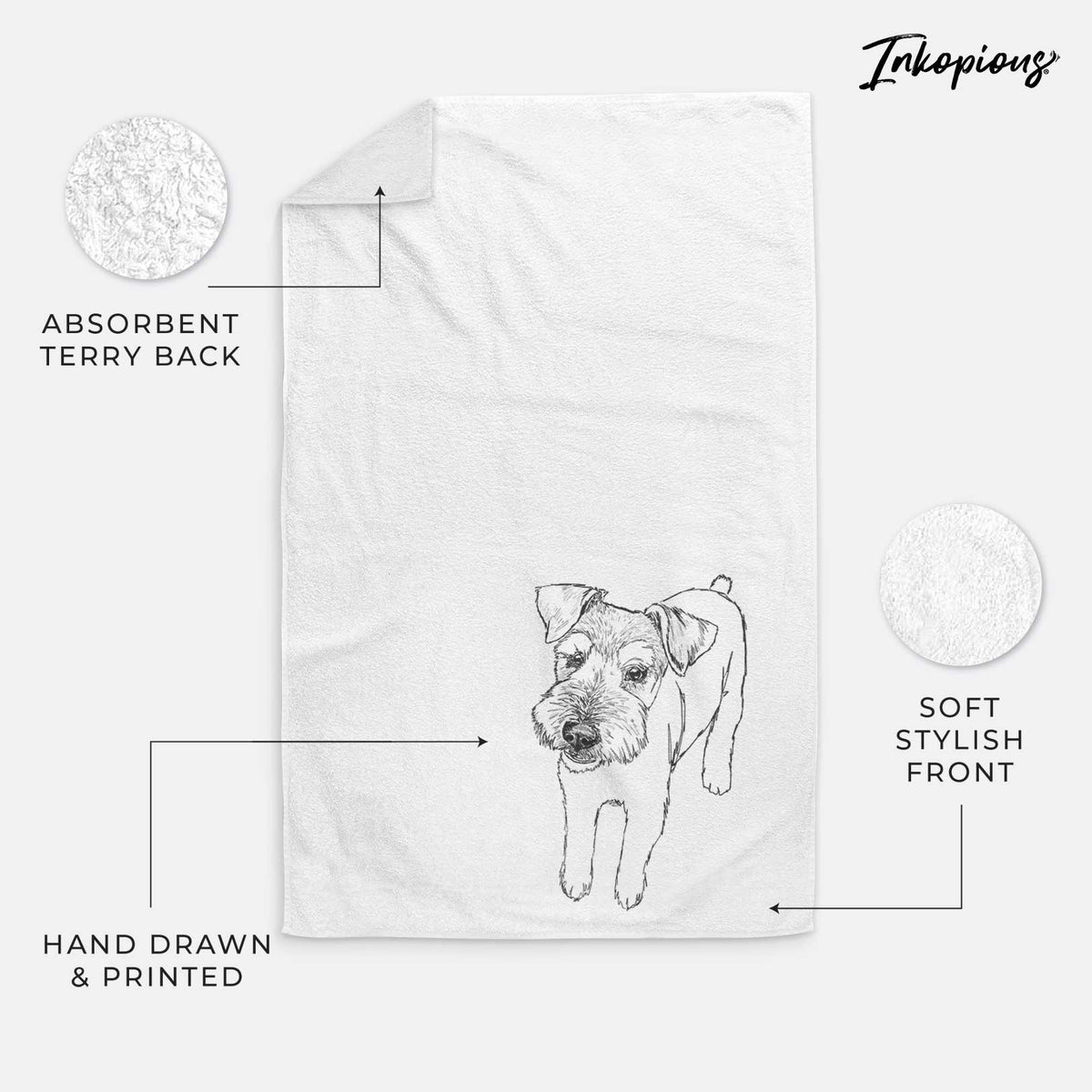 Doodled Dexter the Mini Schanuzer Wire Terrier Mix Decorative Hand Towel