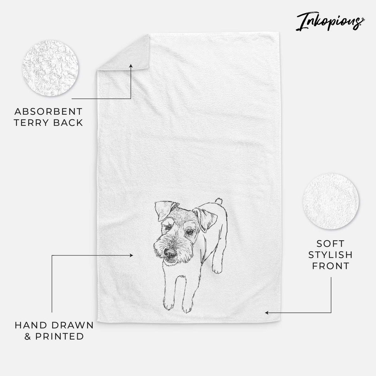 Doodled Dexter the Mini Schanuzer Wire Terrier Mix Decorative Hand Towel