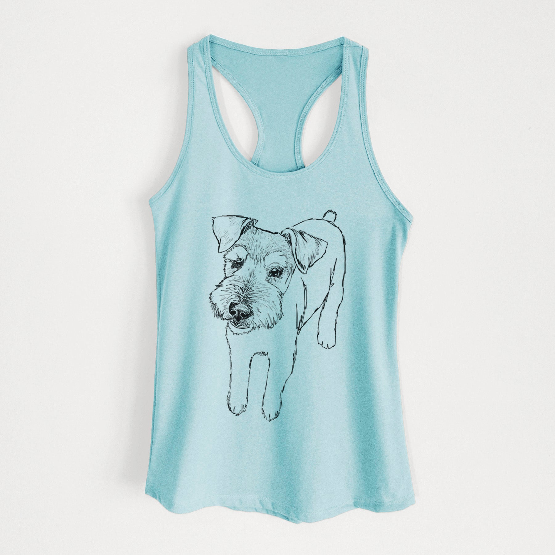 Doodled Dexter the Mini Schanuzer Wire Terrier Mix - Women's Racerback Tanktop