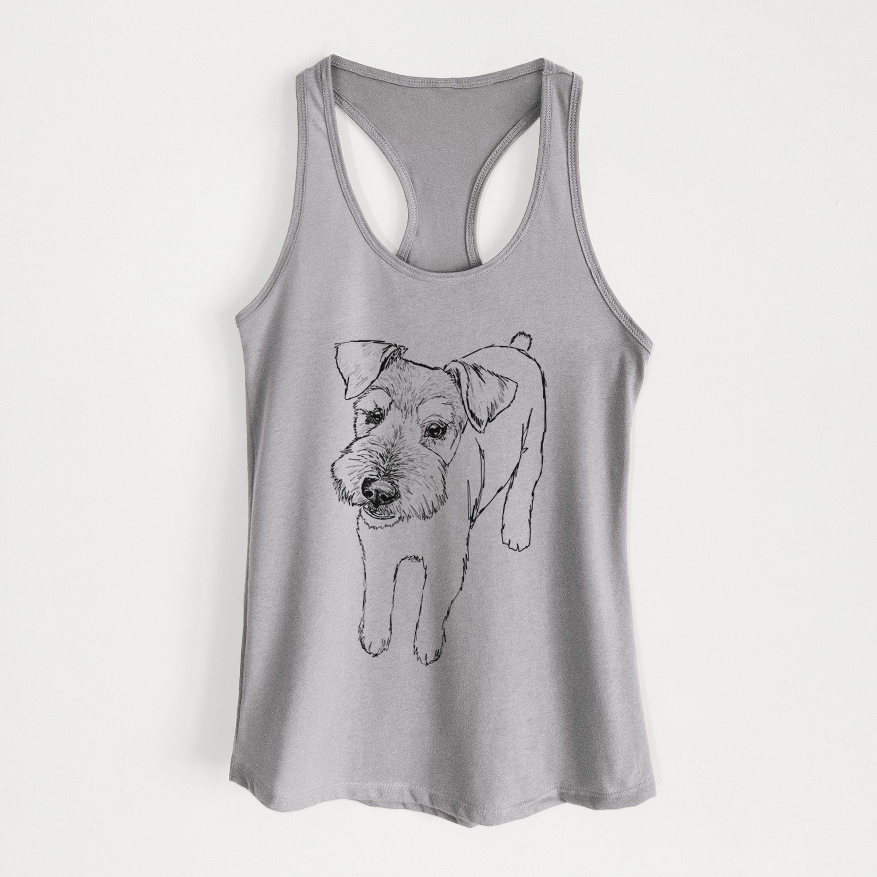 Doodled Dexter the Mini Schanuzer Wire Terrier Mix - Women's Racerback Tanktop