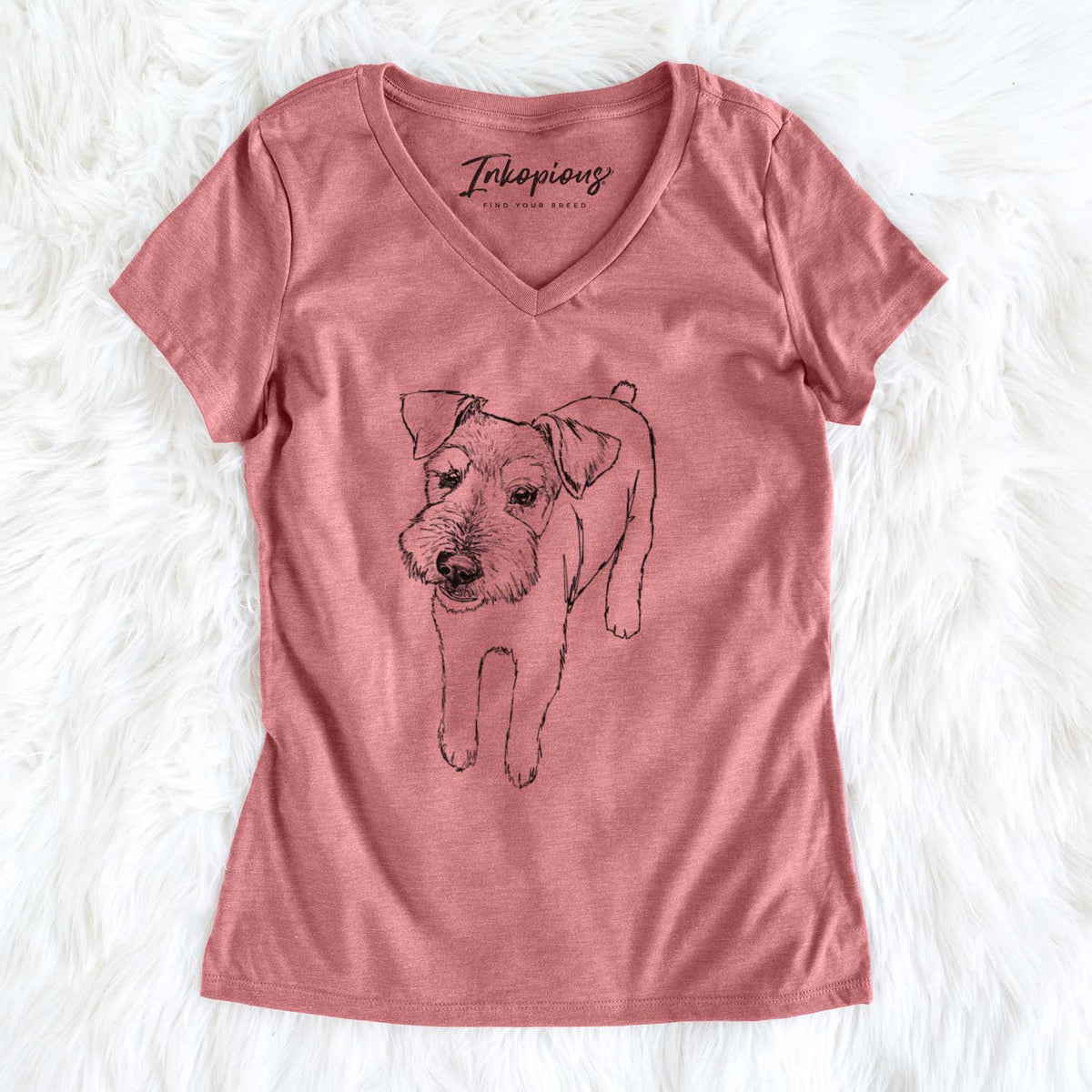 Doodled Dexter the Mini Schanuzer Wire Terrier Mix - Women&#39;s V-neck Shirt