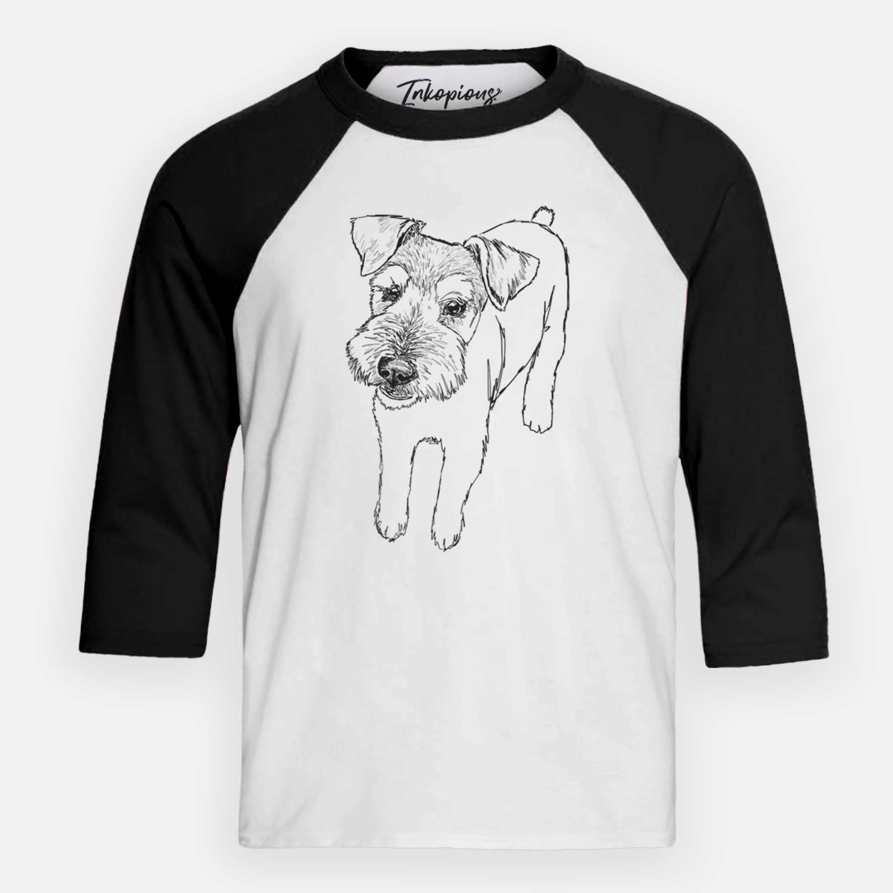 Doodled Dexter the Mini Schanuzer Wire Terrier Mix - Youth 3/4 Long Sleeve