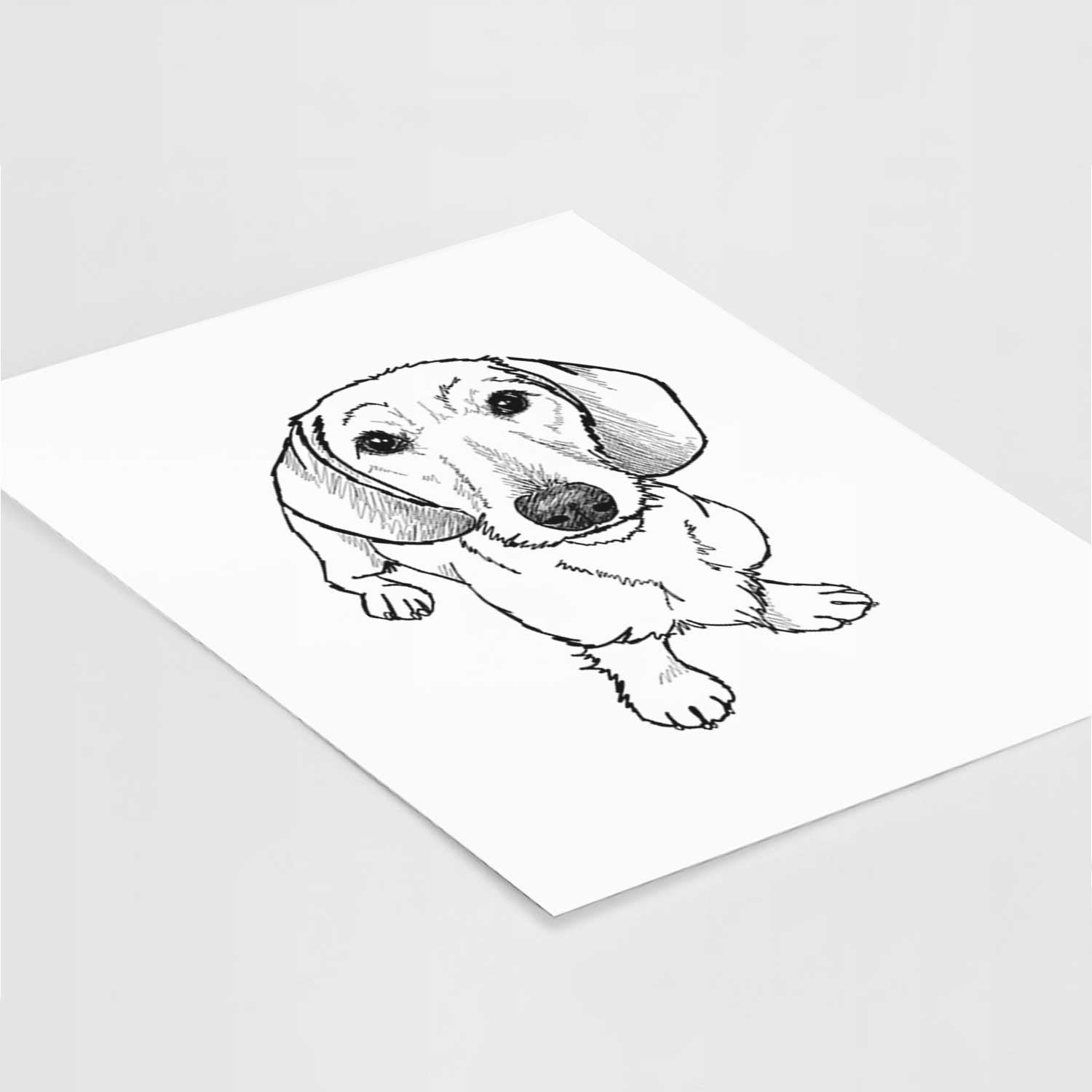 Doodled Dillon the Dachshund Art Print