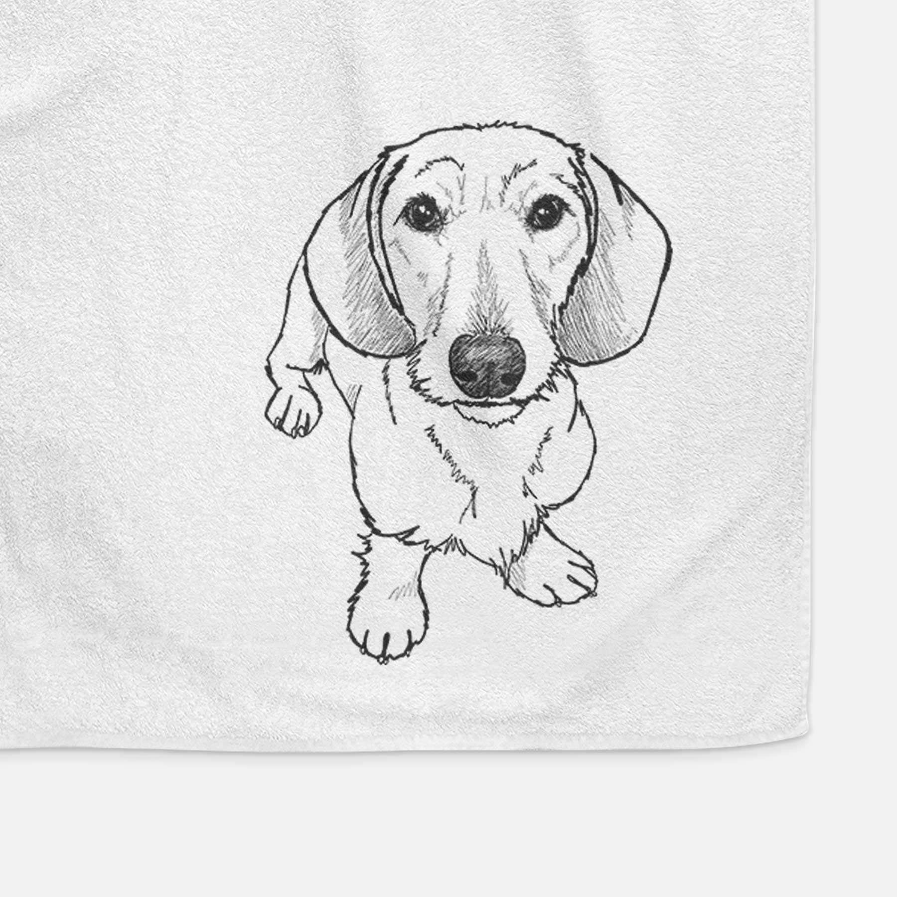 Doodled Dillon the Dachshund Decorative Hand Towel