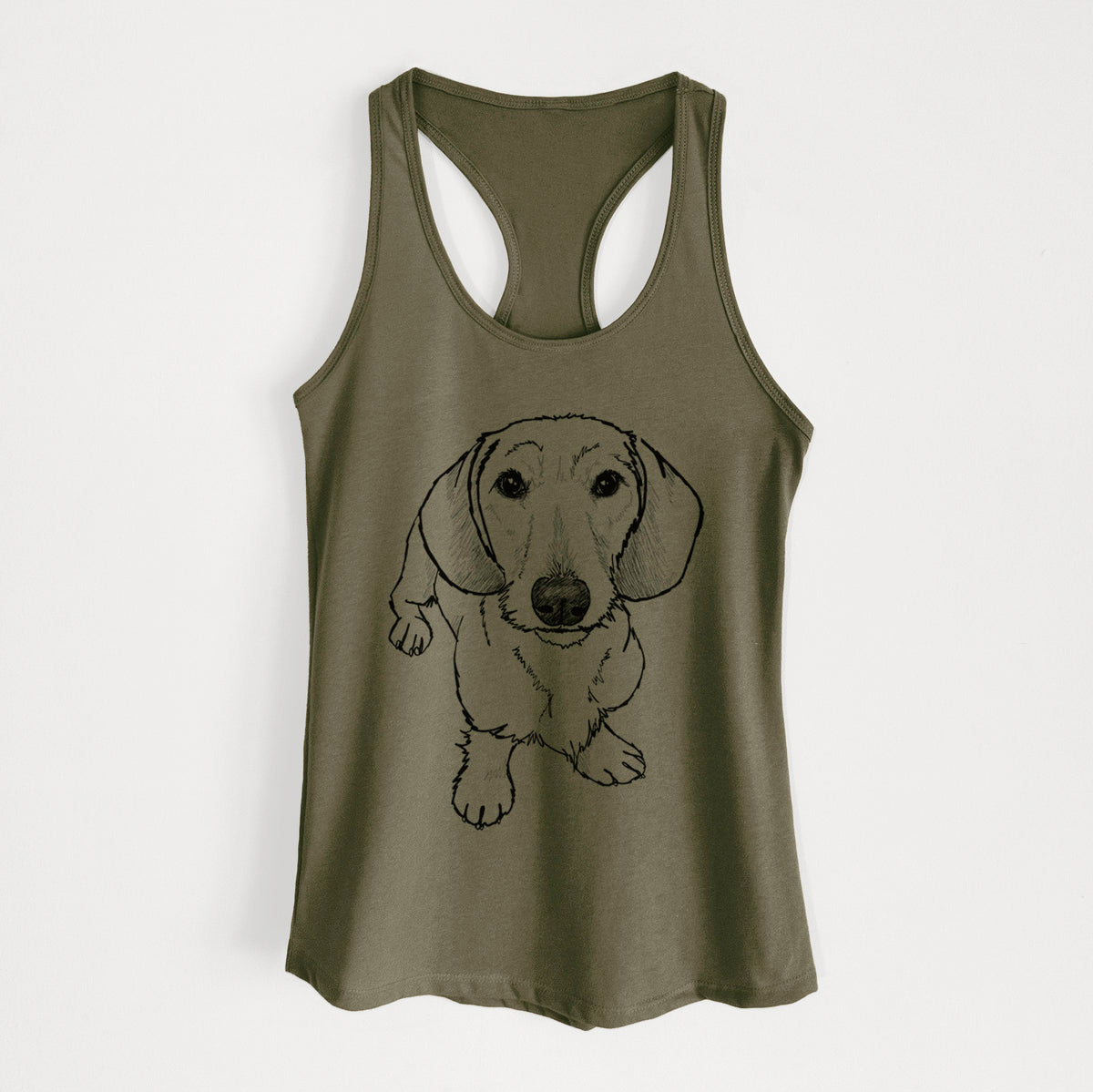 Doodled Dillon the Dachshund - Women's Racerback Tanktop
