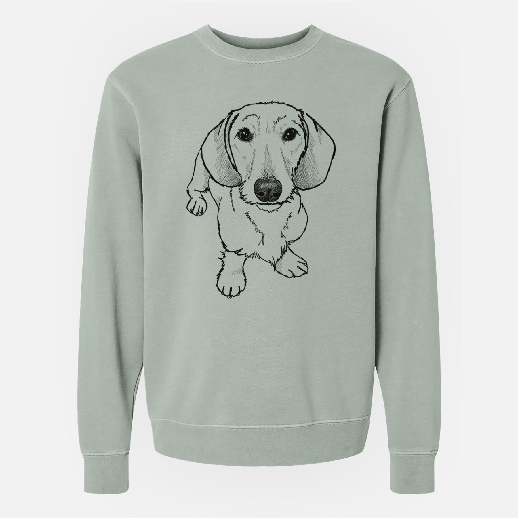 Doodled Dillon the Dachshund - Unisex Pigment Dyed Crew Sweatshirt