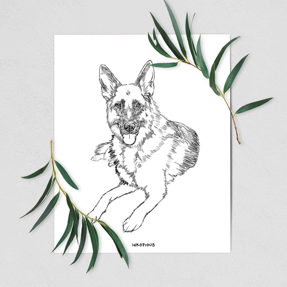 Doodled Dixie the German Shepherd Art Print