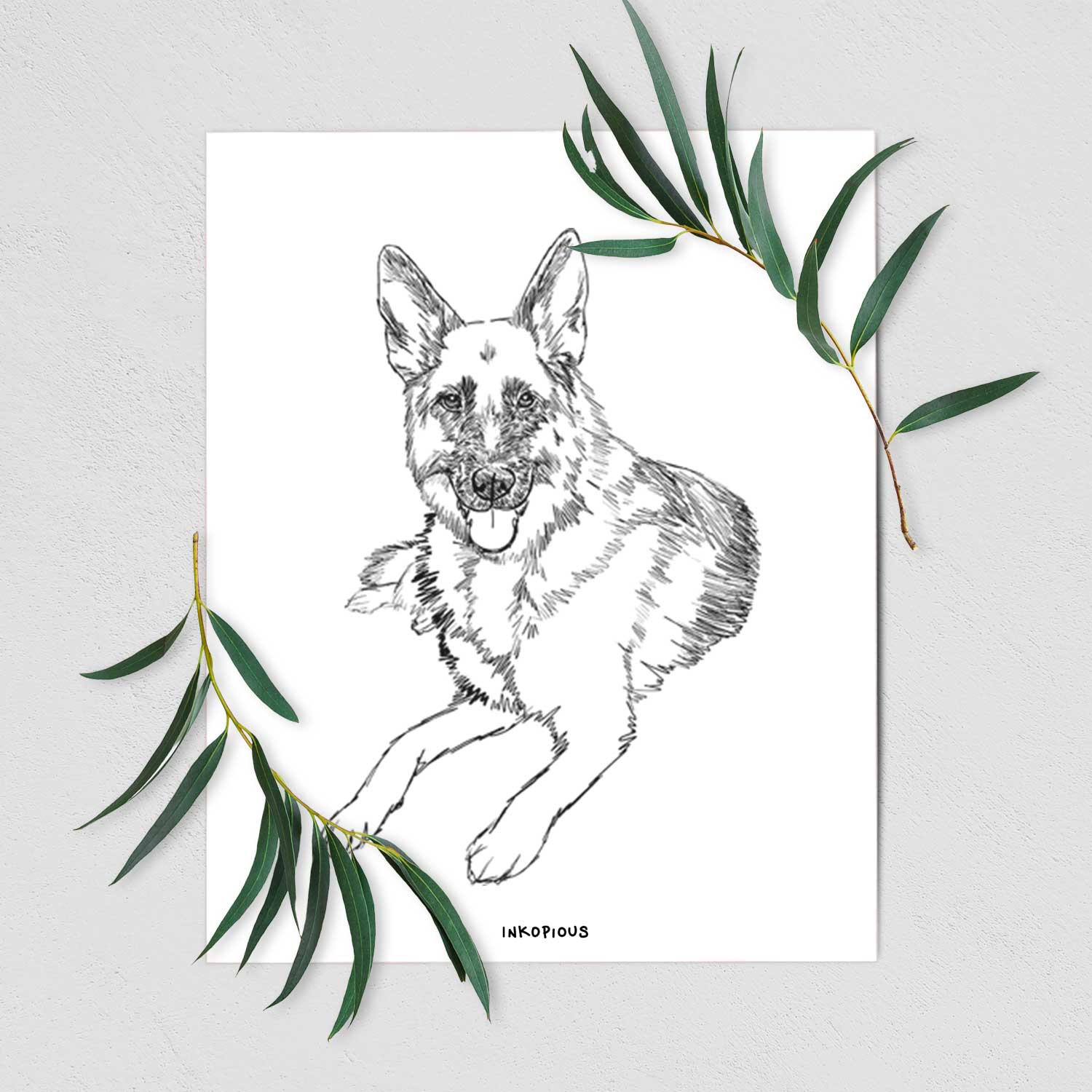 Doodled Dixie the German Shepherd Art Print