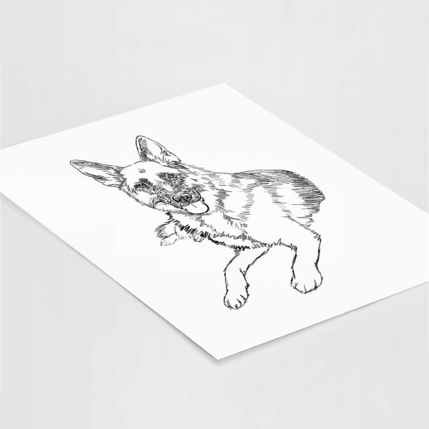 Doodled Dixie the German Shepherd Art Print