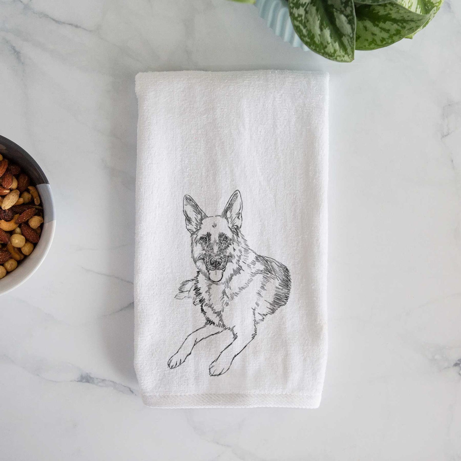 Doodled Dixie the German Shepherd Decorative Hand Towel