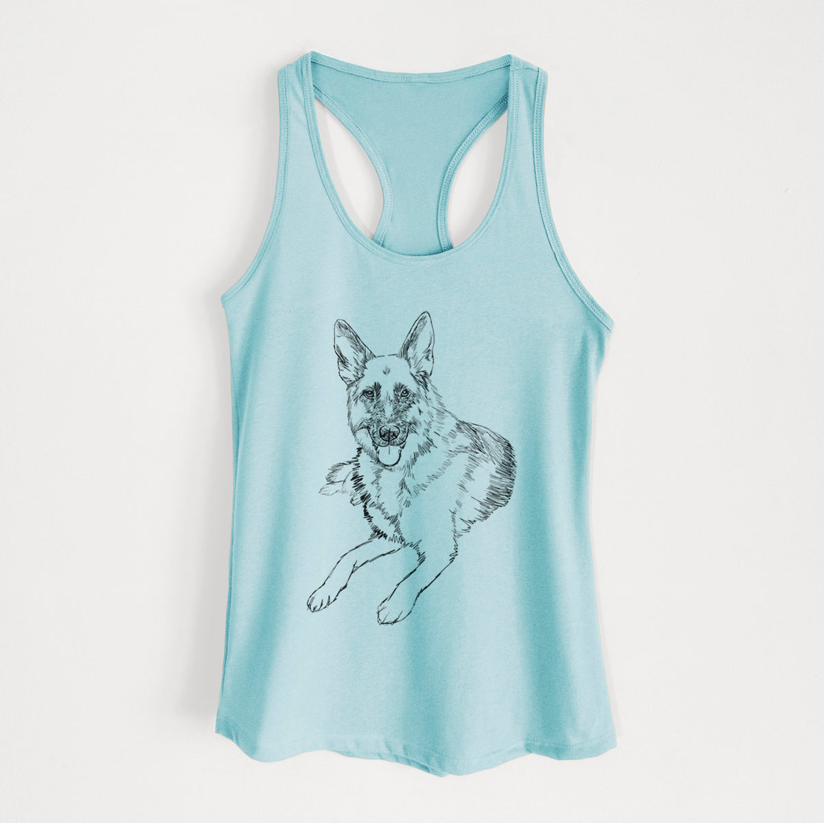 Doodled Dixie the German Shepherd - Women&#39;s Racerback Tanktop