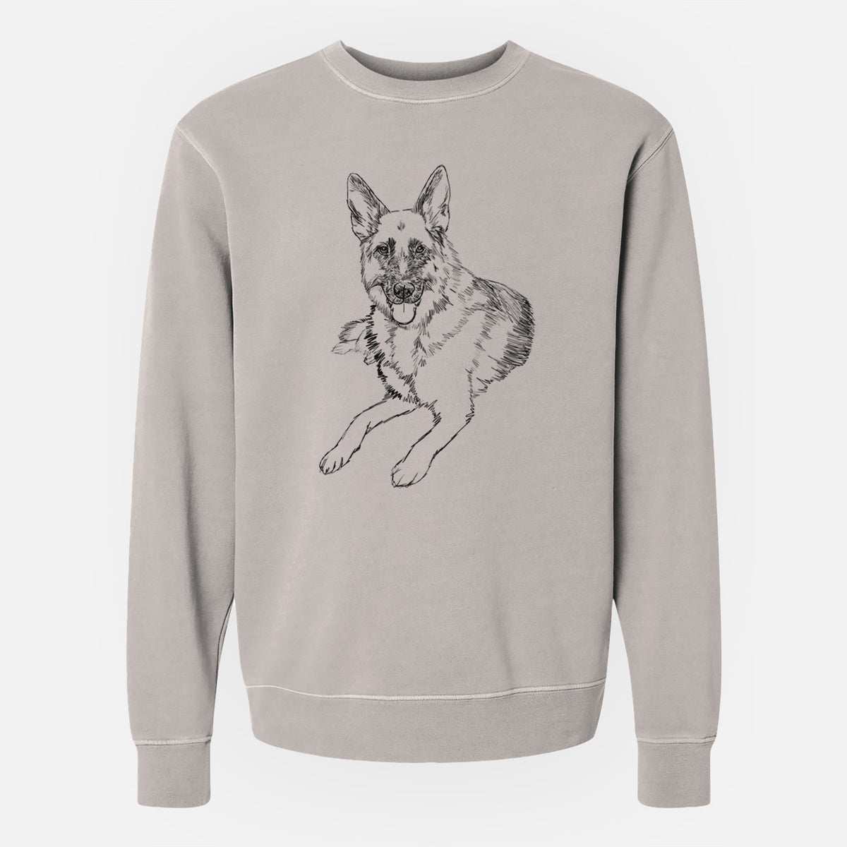 Doodled Dixie the German Shepherd - Unisex Pigment Dyed Crew Sweatshirt