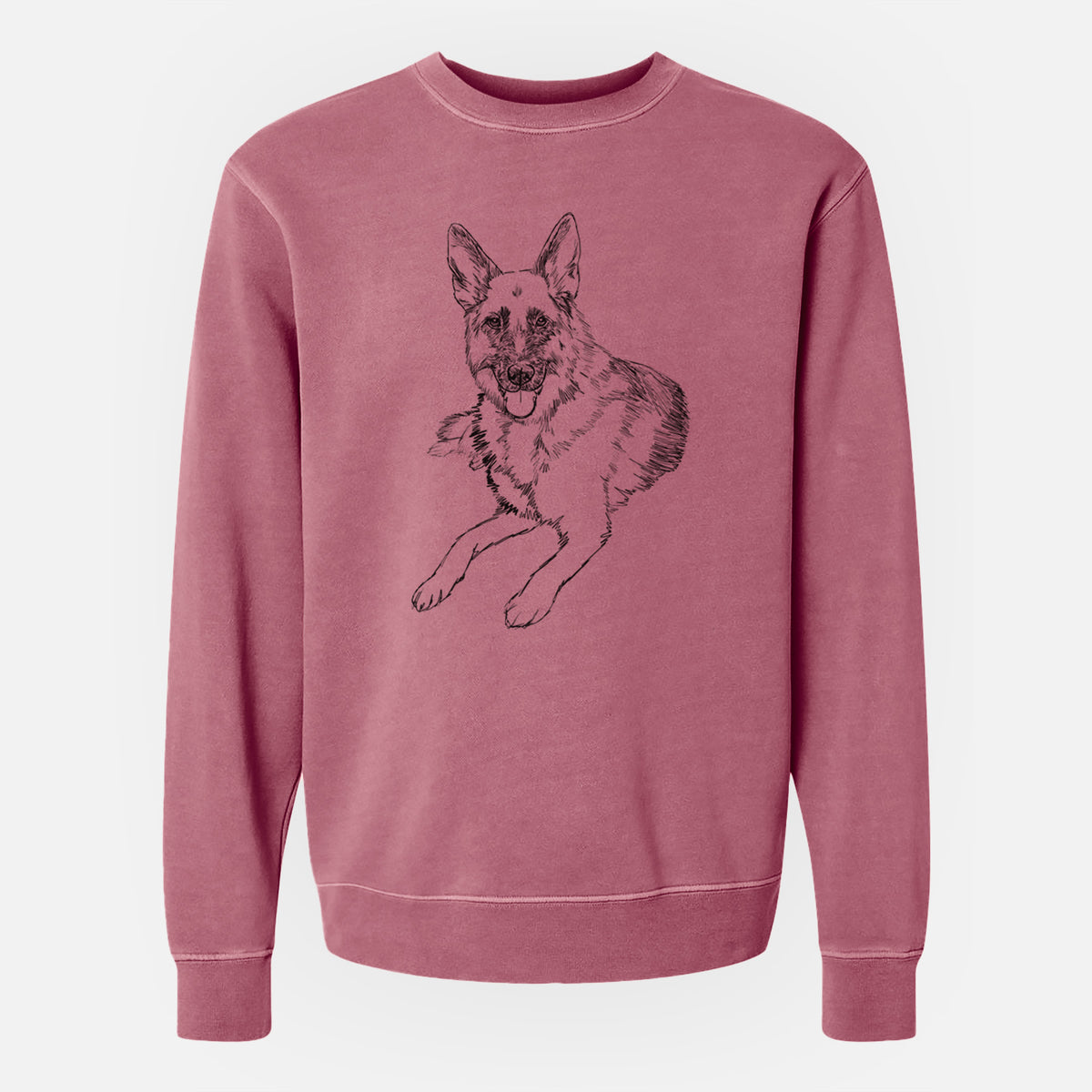 Doodled Dixie the German Shepherd - Unisex Pigment Dyed Crew Sweatshirt