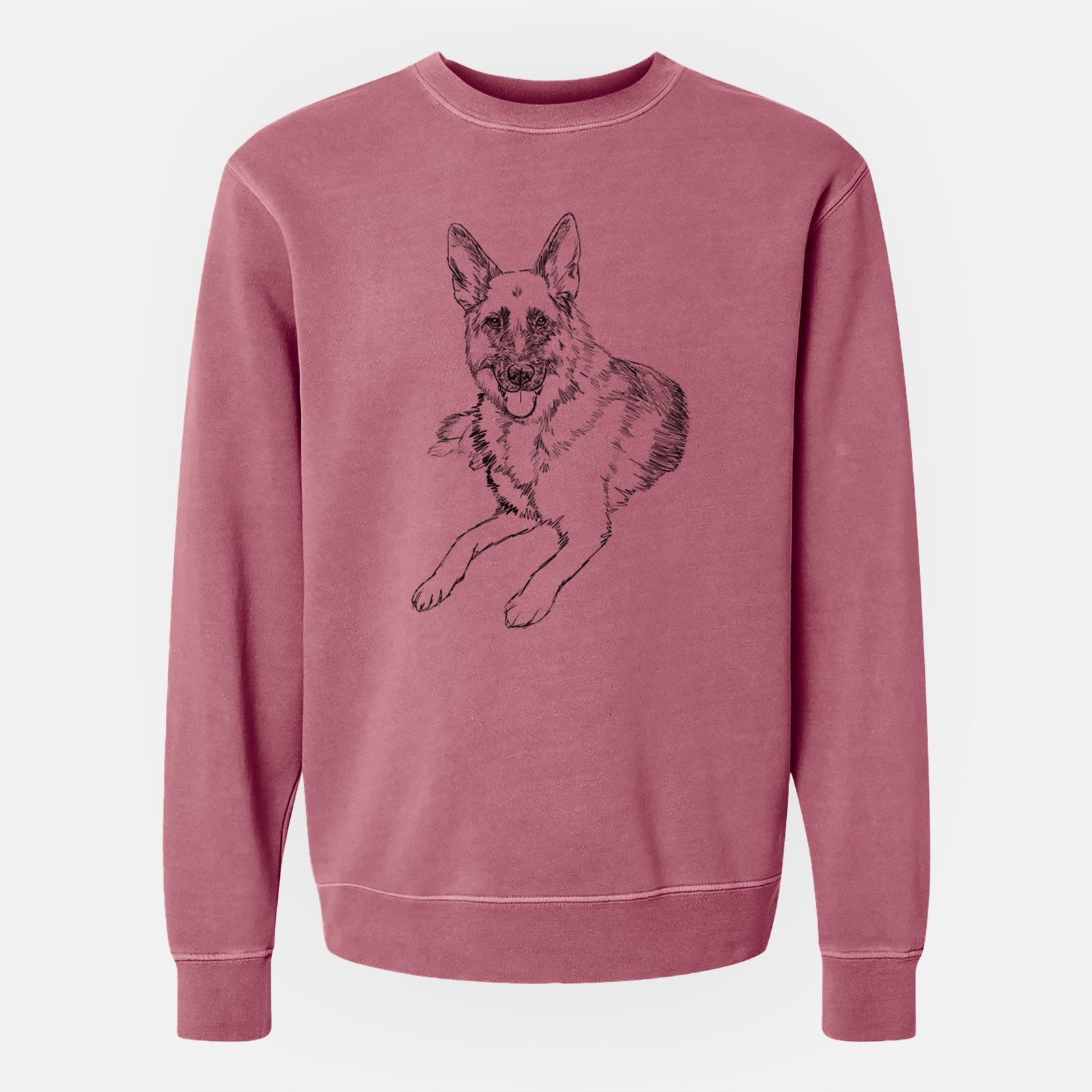 Doodled Dixie the German Shepherd - Unisex Pigment Dyed Crew Sweatshirt