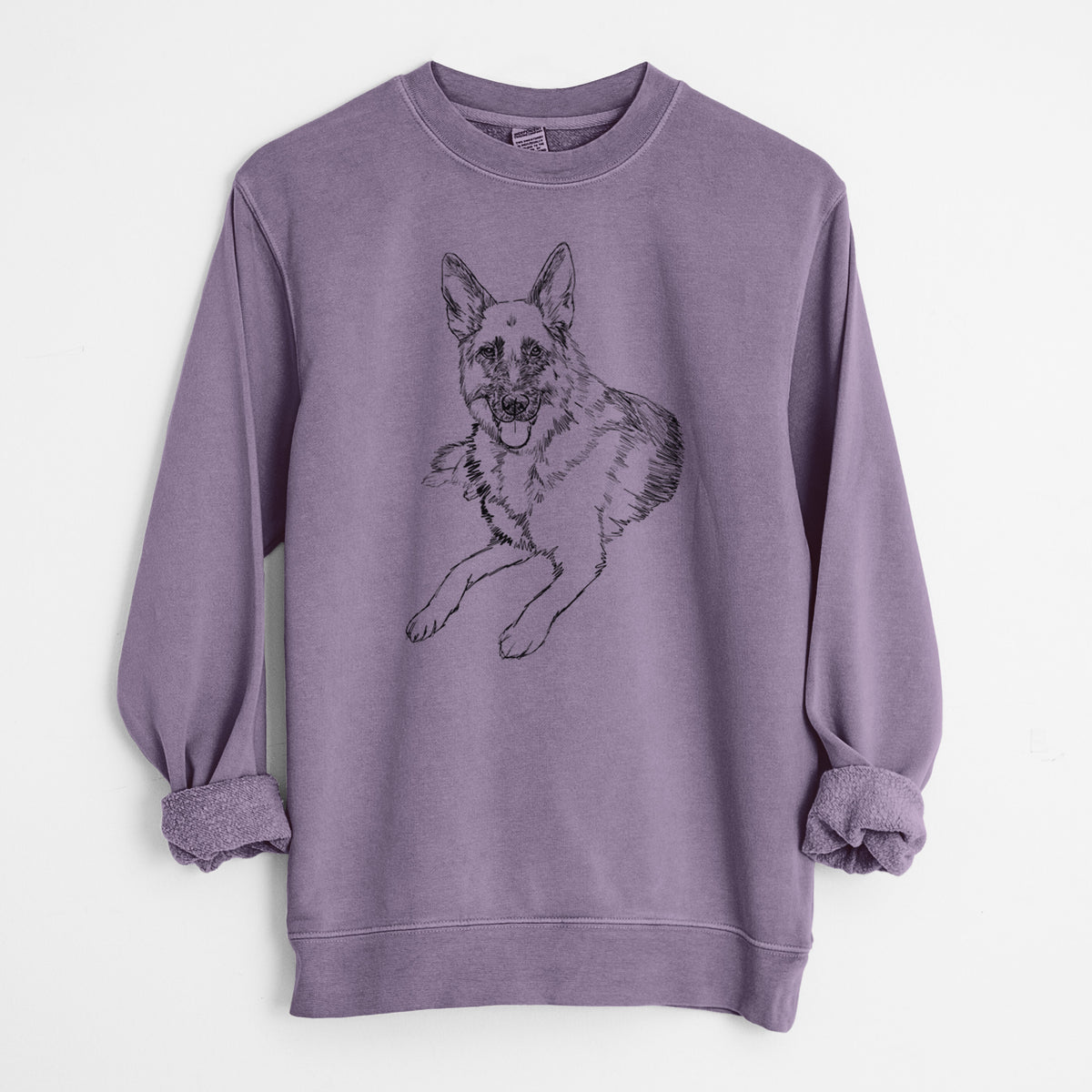 Doodled Dixie the German Shepherd - Unisex Pigment Dyed Crew Sweatshirt