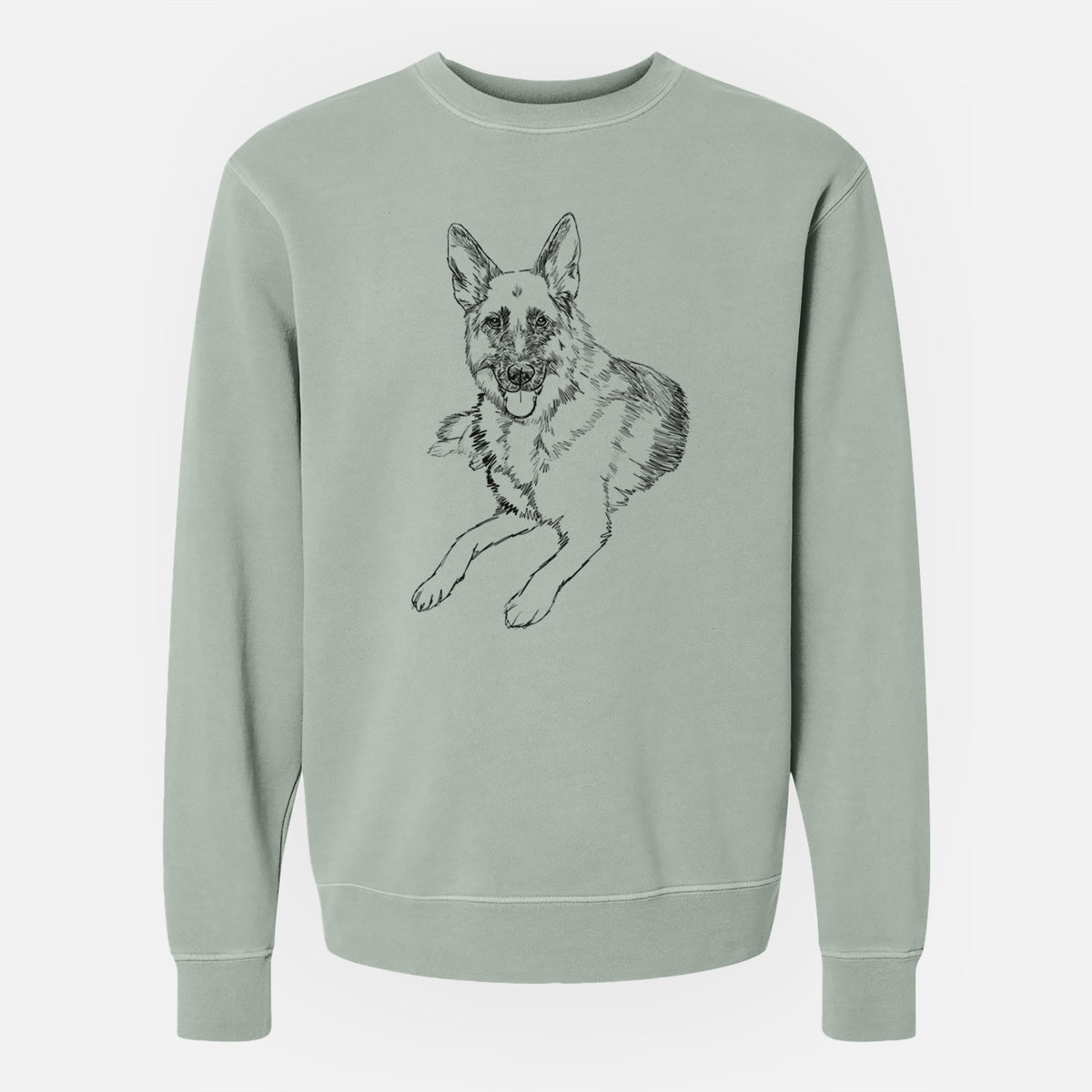 Doodled Dixie the German Shepherd - Unisex Pigment Dyed Crew Sweatshirt
