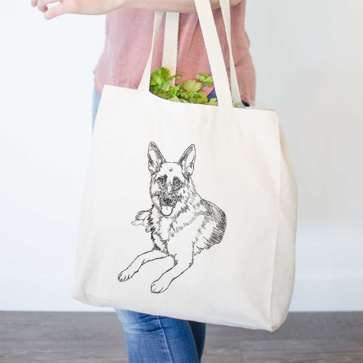 Doodled Dixie the German Shepherd - Tote Bag