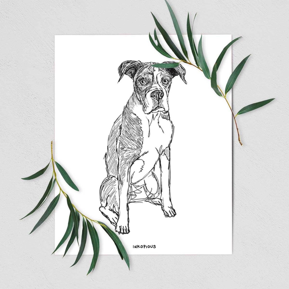 Doodled Dizzy the Boxer Art Print