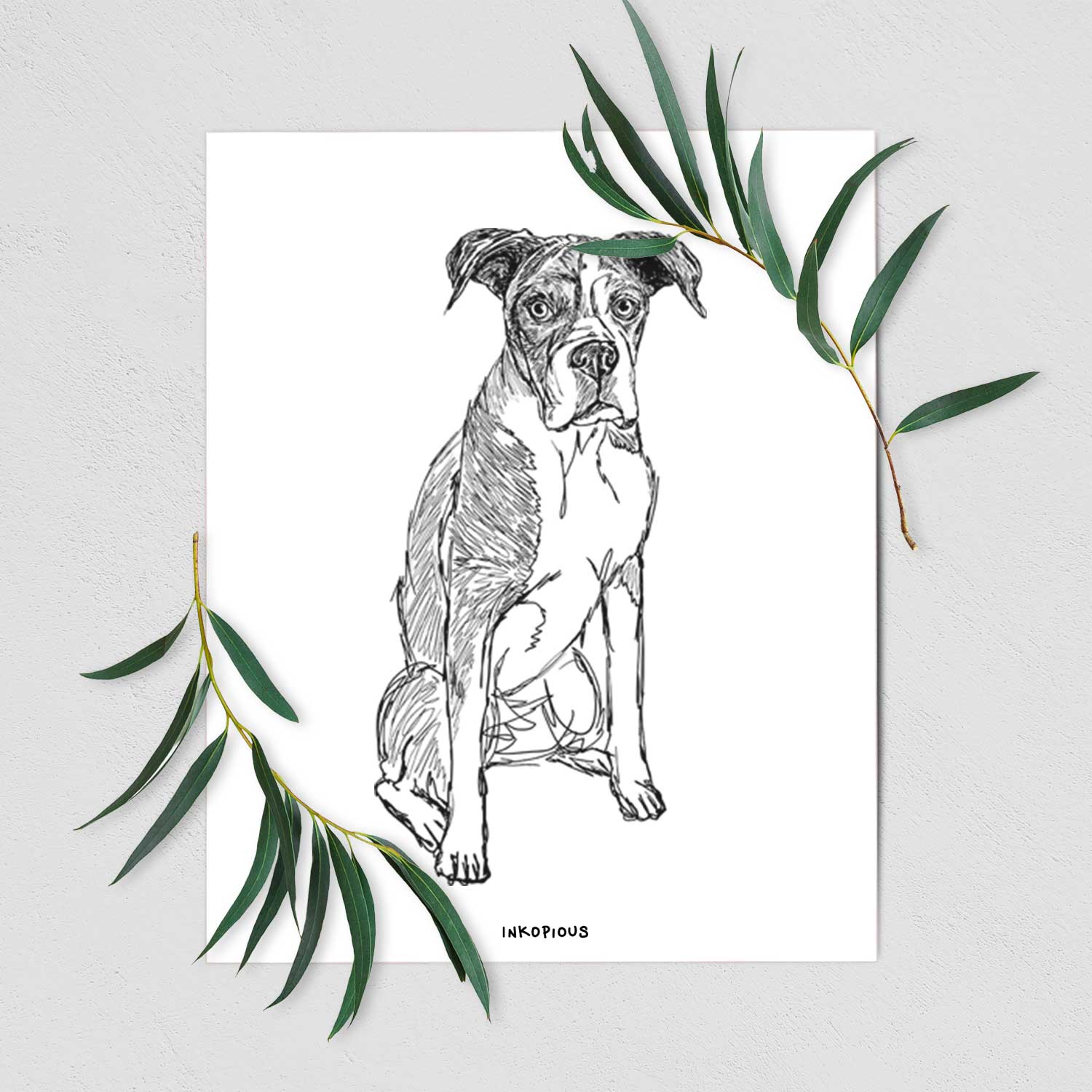 Doodled Dizzy the Boxer Art Print