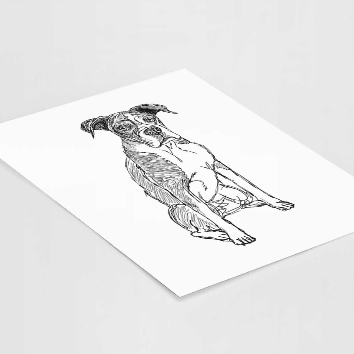 Doodled Dizzy the Boxer Art Print