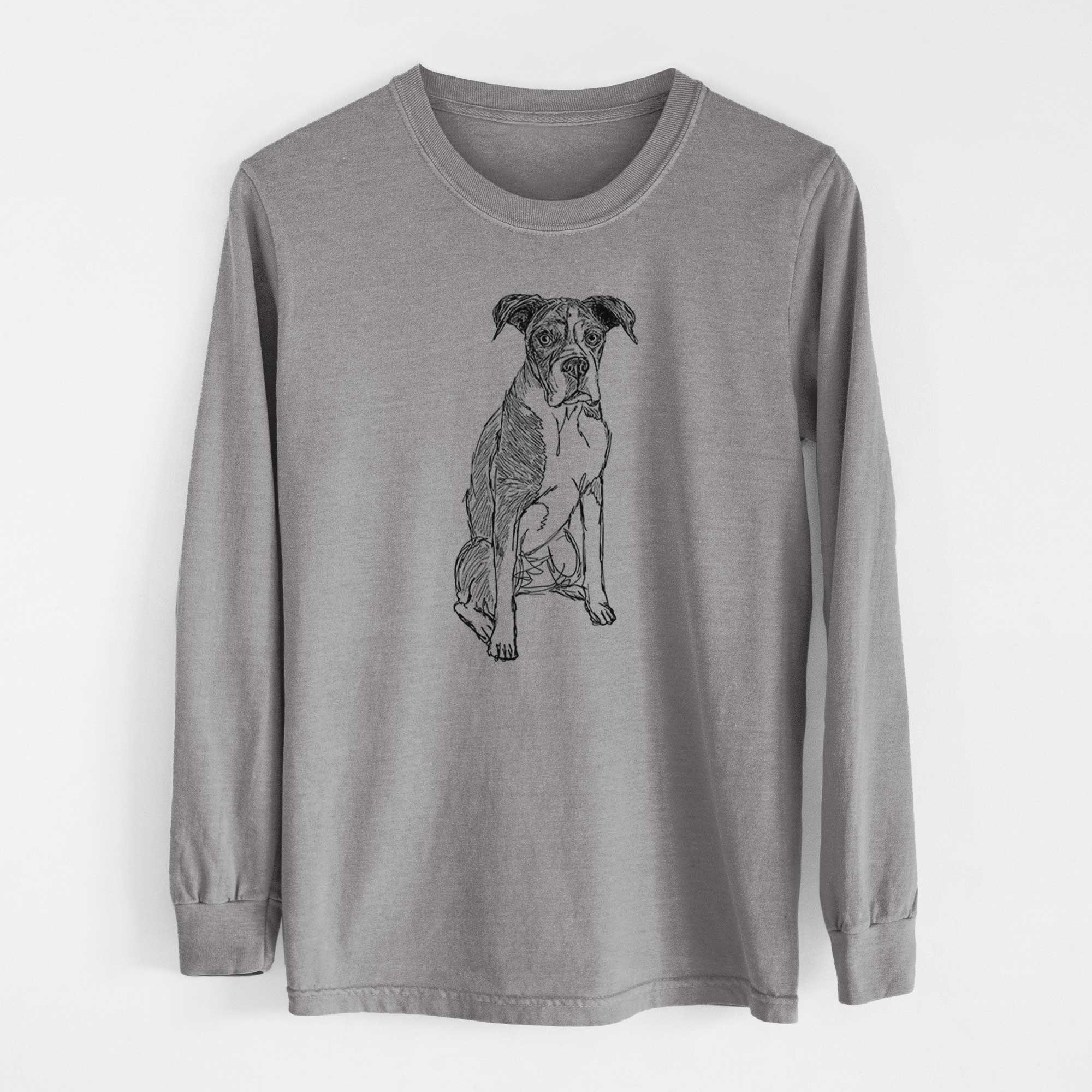 Doodled Dizzy the Boxer - Heavyweight 100% Cotton Long Sleeve