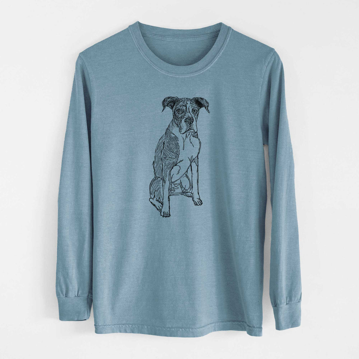 Doodled Dizzy the Boxer - Heavyweight 100% Cotton Long Sleeve