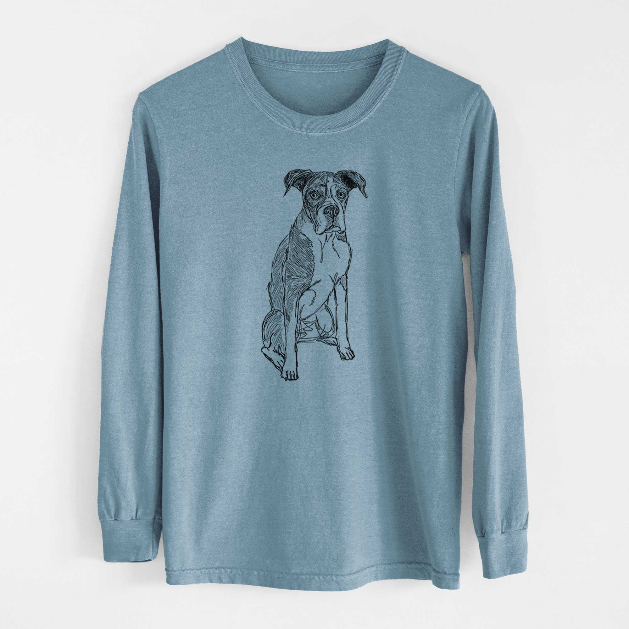 Doodled Dizzy the Boxer - Heavyweight 100% Cotton Long Sleeve