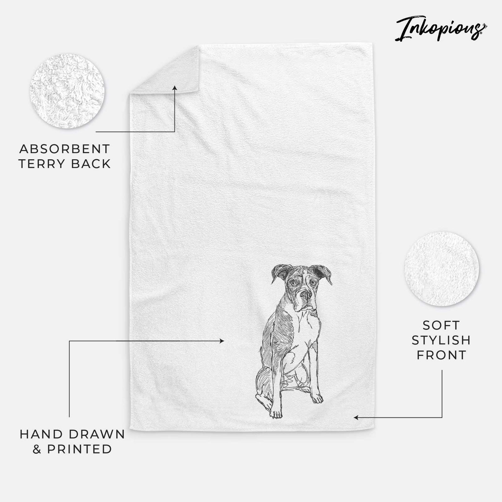 Doodled Dizzy the Boxer Decorative Hand Towel