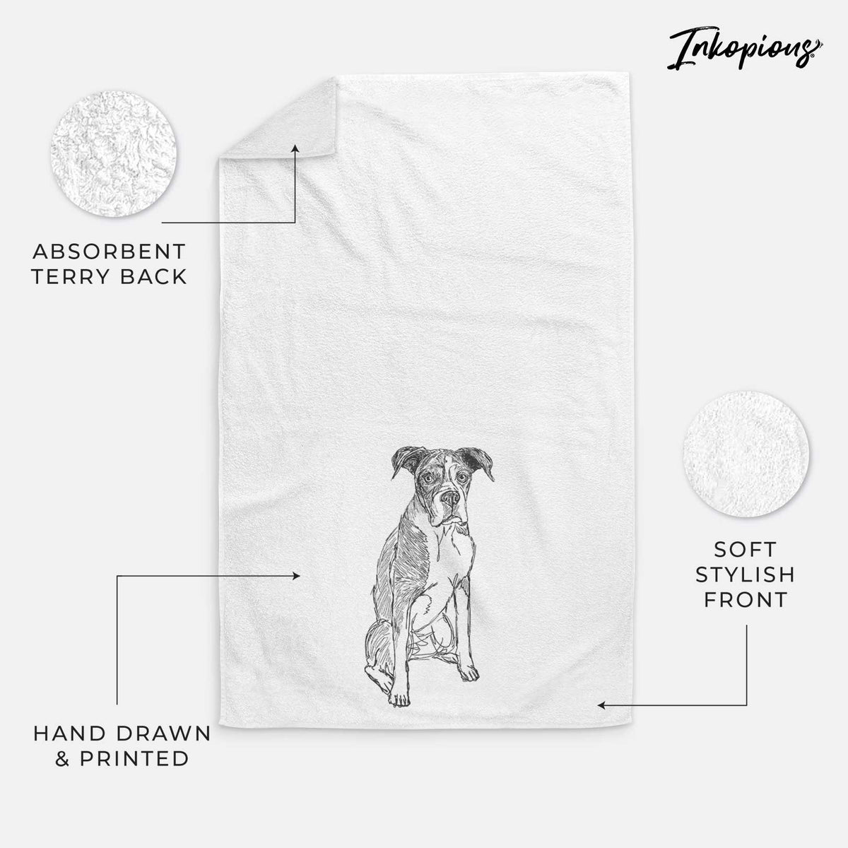 Doodled Dizzy the Boxer Decorative Hand Towel