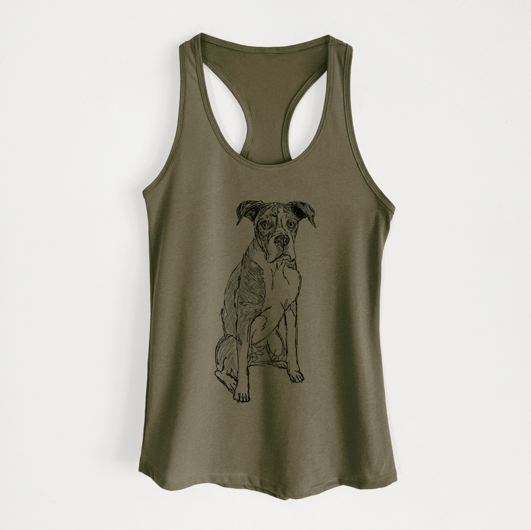 Doodled Dizzy the Boxer - Women's Racerback Tanktop