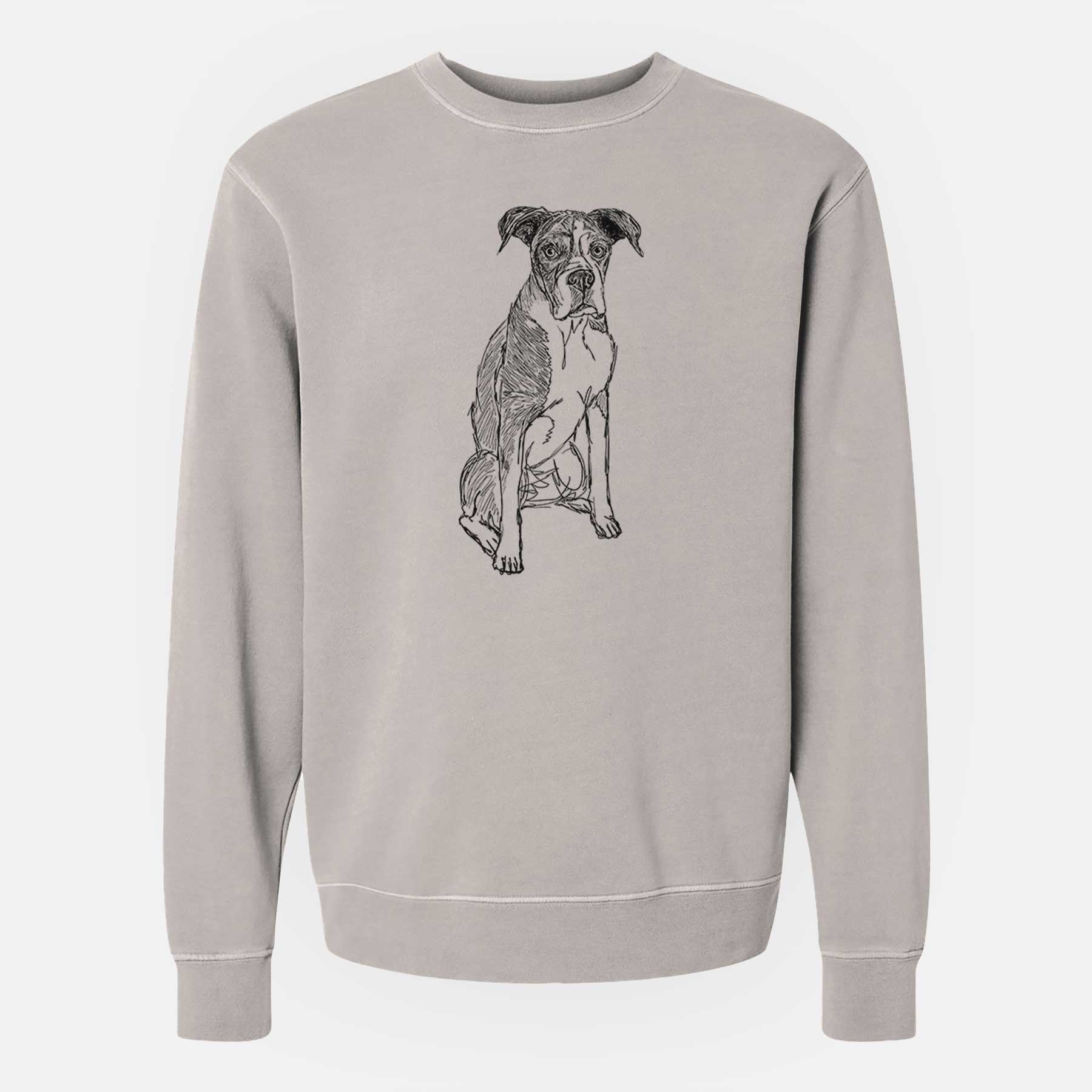 Doodled Dizzy the Boxer - Unisex Pigment Dyed Crew Sweatshirt