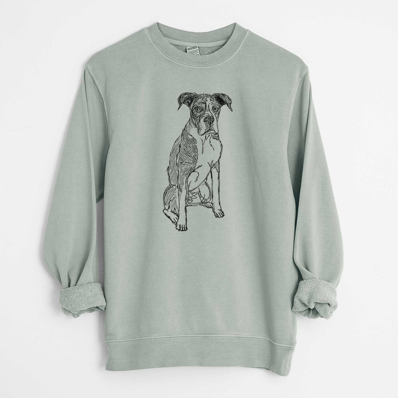 Doodled Dizzy the Boxer - Unisex Pigment Dyed Crew Sweatshirt