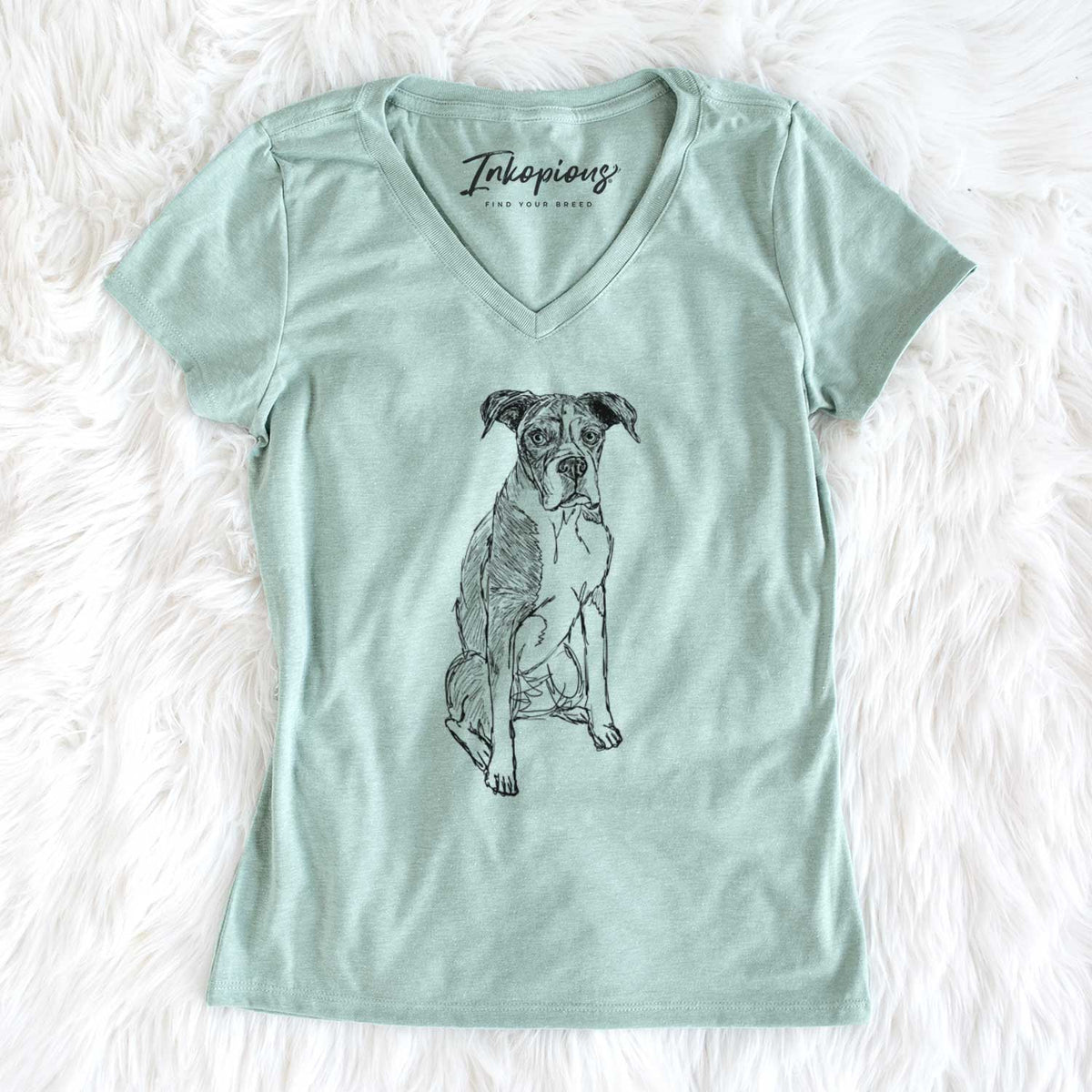 Doodled Dizzy the Boxer - Women's V-neck Shirt