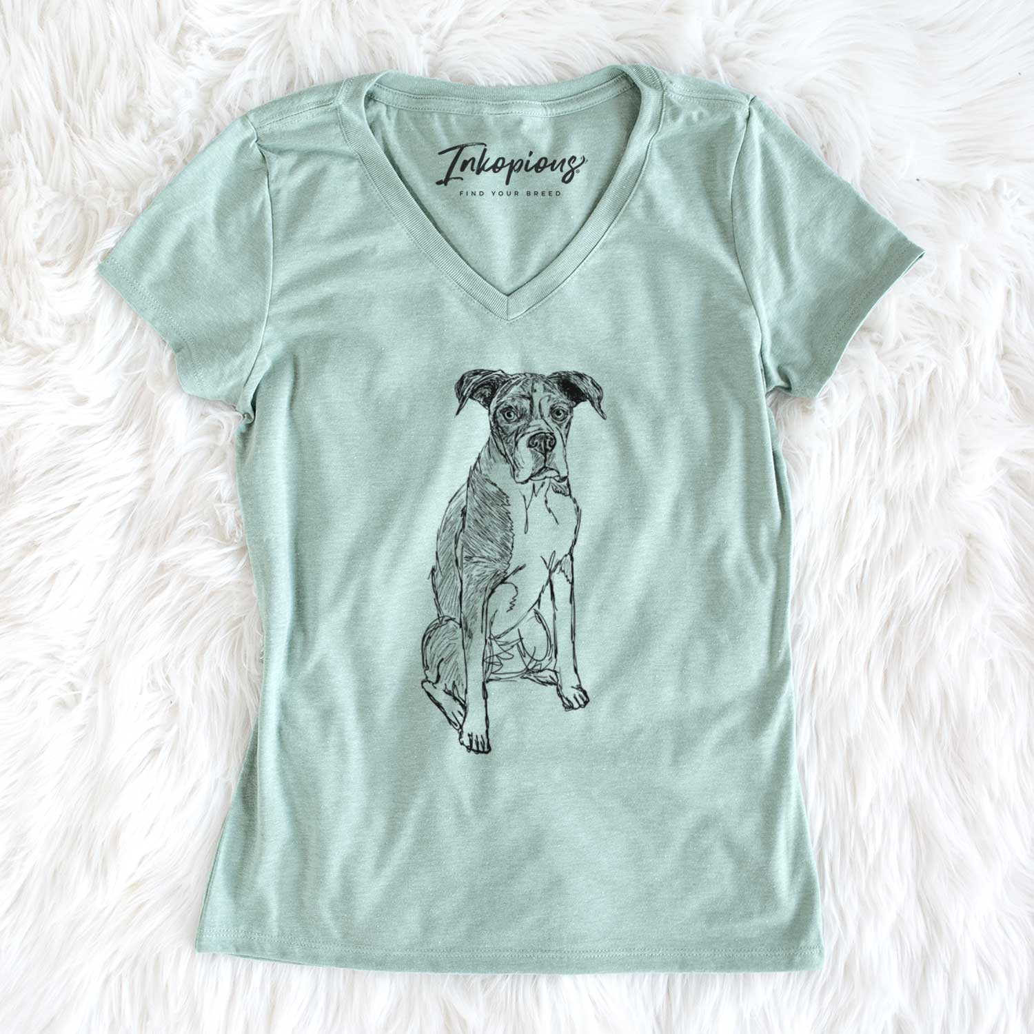 Doodled Dizzy the Boxer - Women's V-neck Shirt