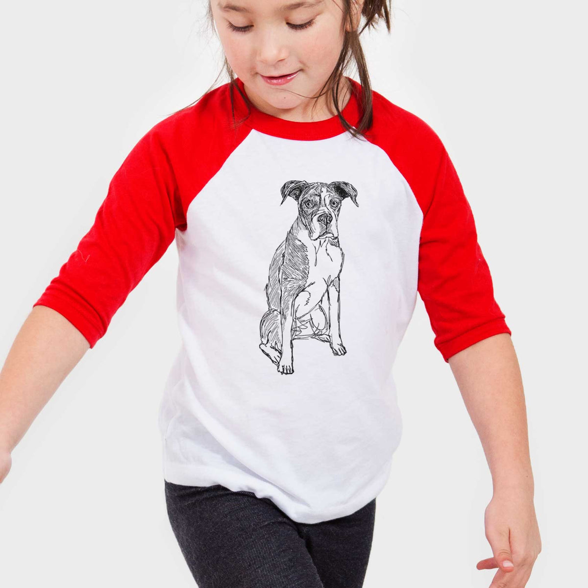 Doodled Dizzy the Boxer - Youth 3/4 Long Sleeve