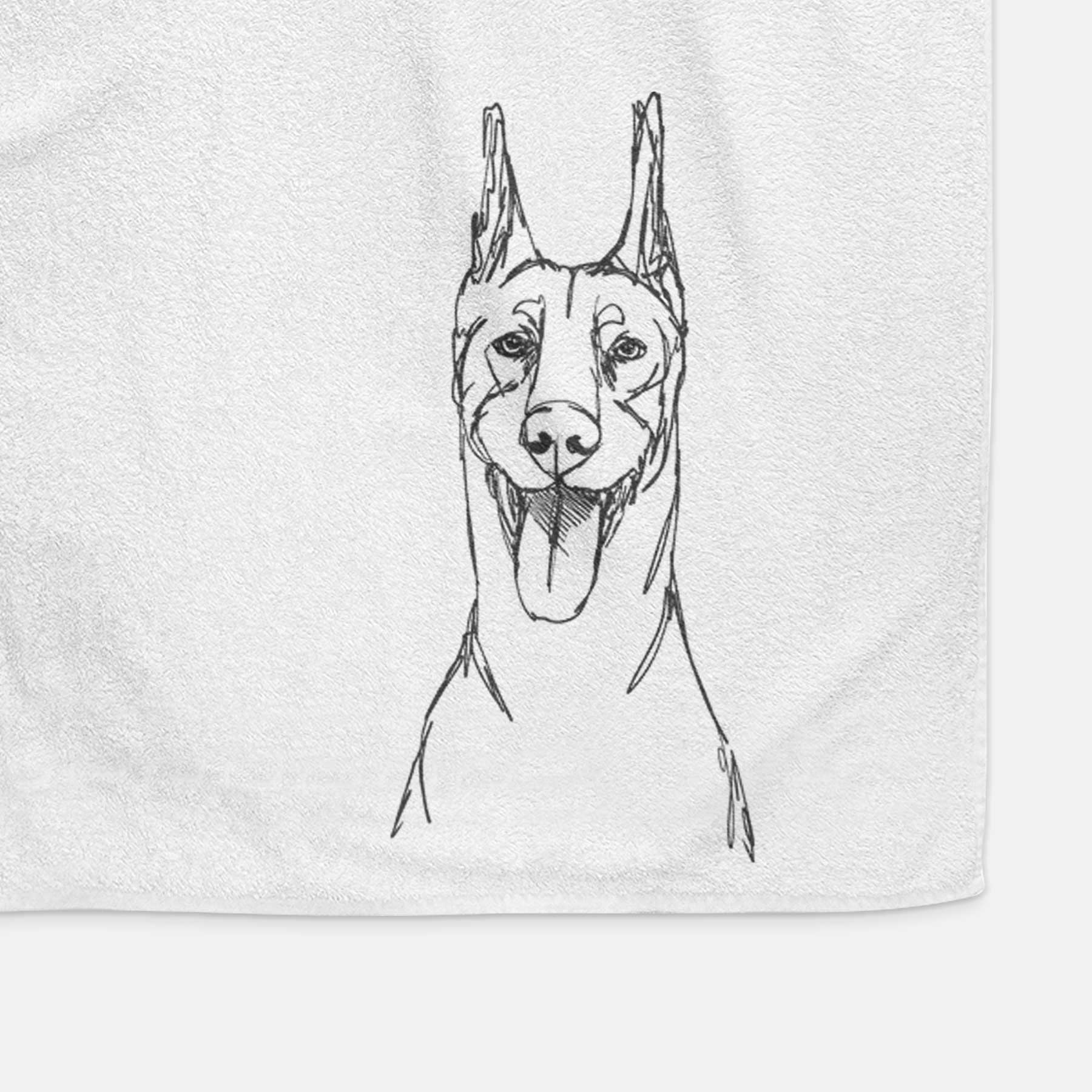 Doodled Doberman Pinscher Decorative Hand Towel