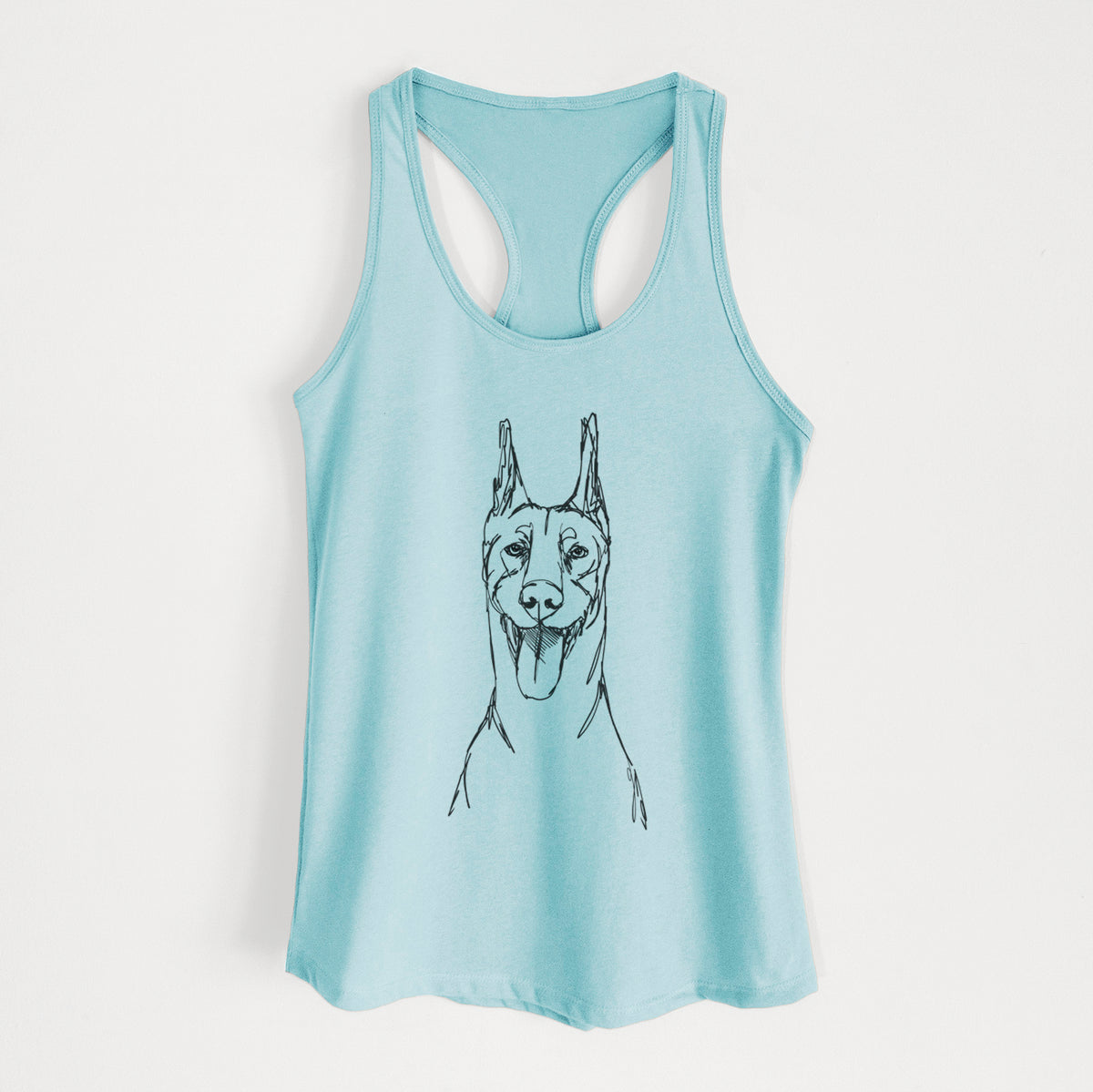 Doodled Doberman Pinscher - Women&#39;s Racerback Tanktop