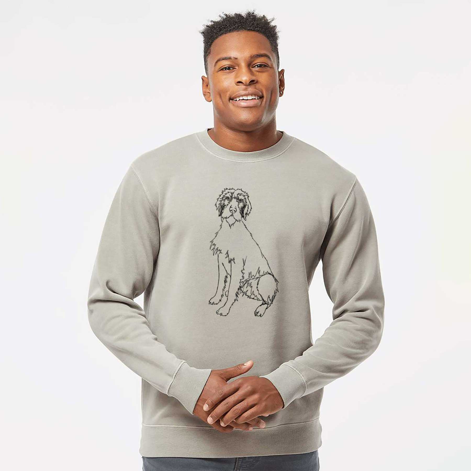 Doodled Doc the Pudelpointer - Unisex Pigment Dyed Crew Sweatshirt