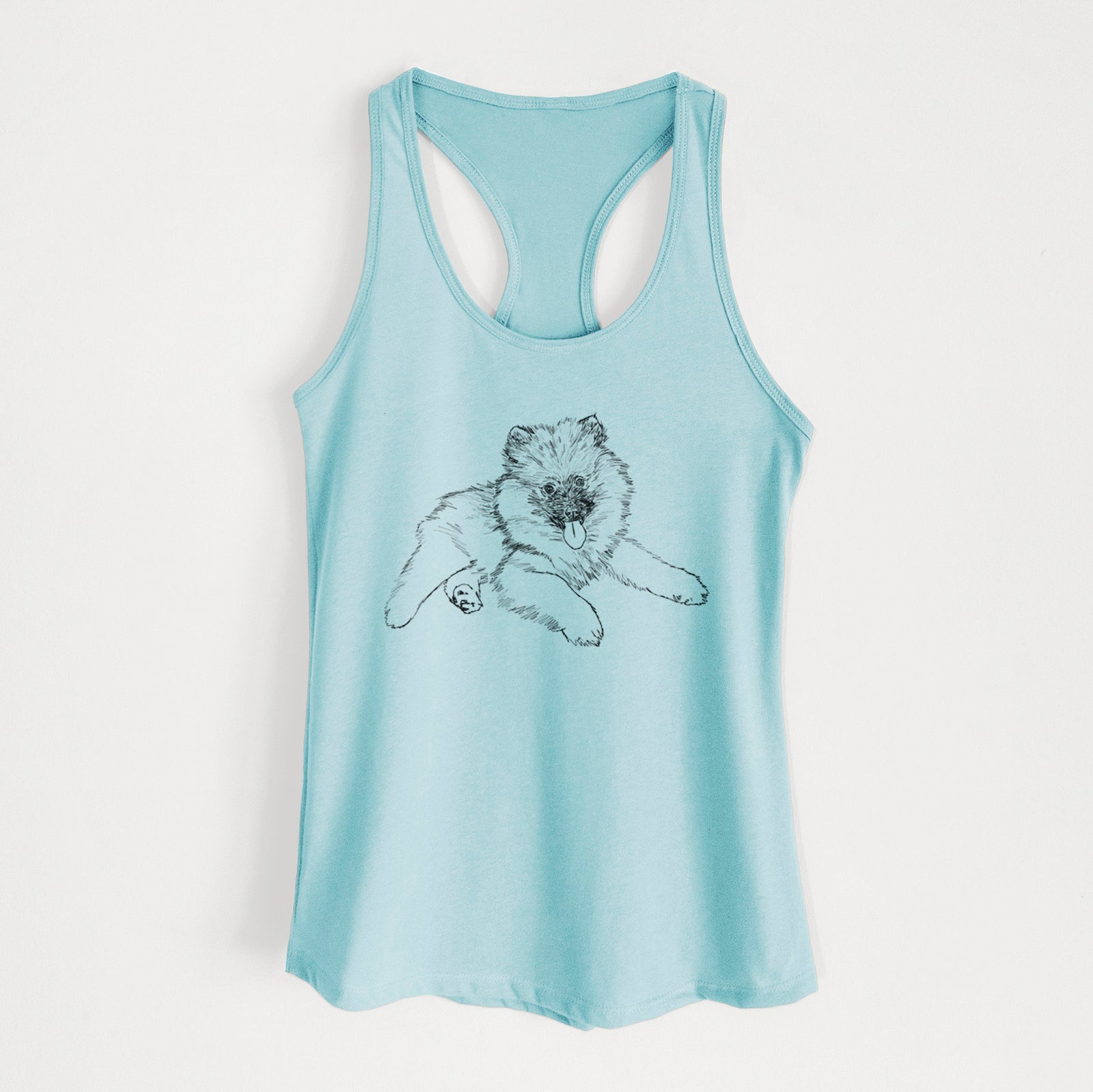 Doodled Double Bubble the Kesshond Puppy - Women's Racerback Tanktop