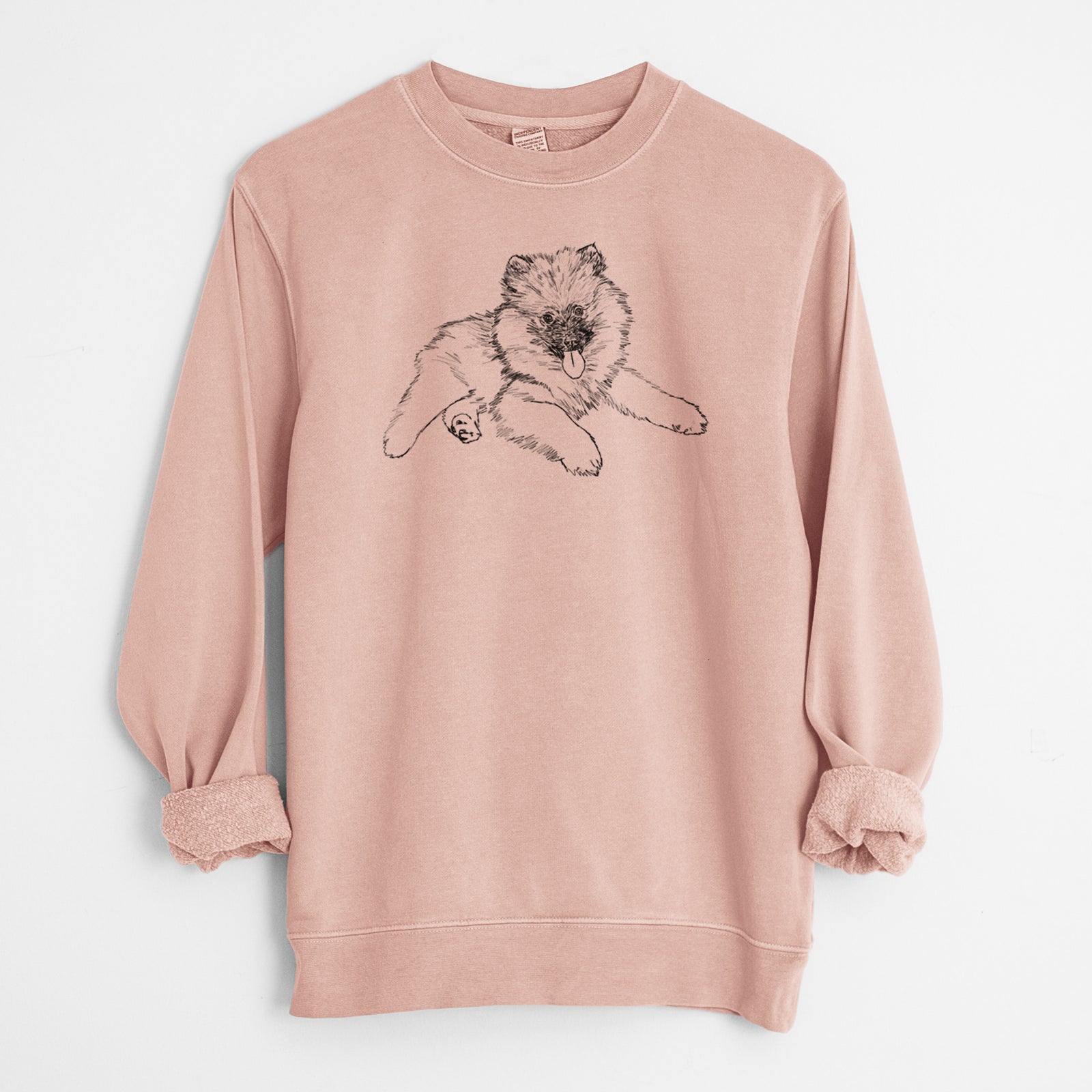 Doodled Double Bubble the Kesshond Puppy - Unisex Pigment Dyed Crew Sweatshirt
