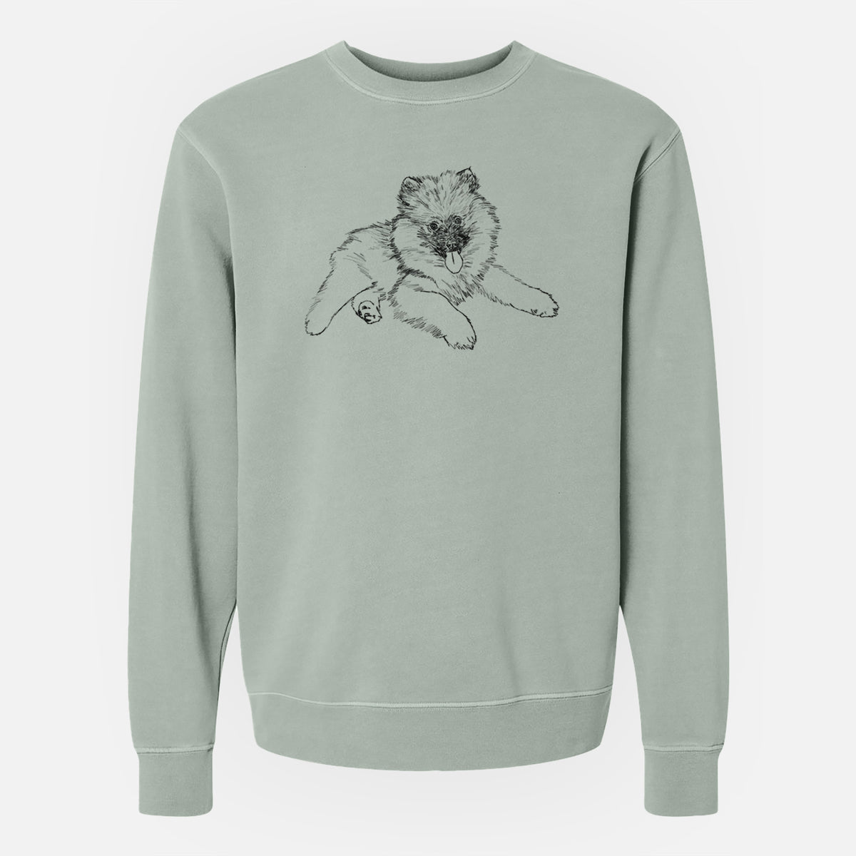 Doodled Double Bubble the Kesshond Puppy - Unisex Pigment Dyed Crew Sweatshirt