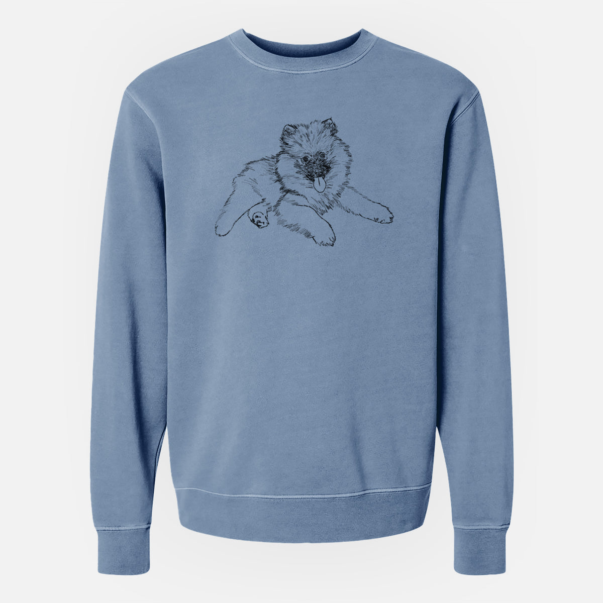 Doodled Double Bubble the Kesshond Puppy - Unisex Pigment Dyed Crew Sweatshirt