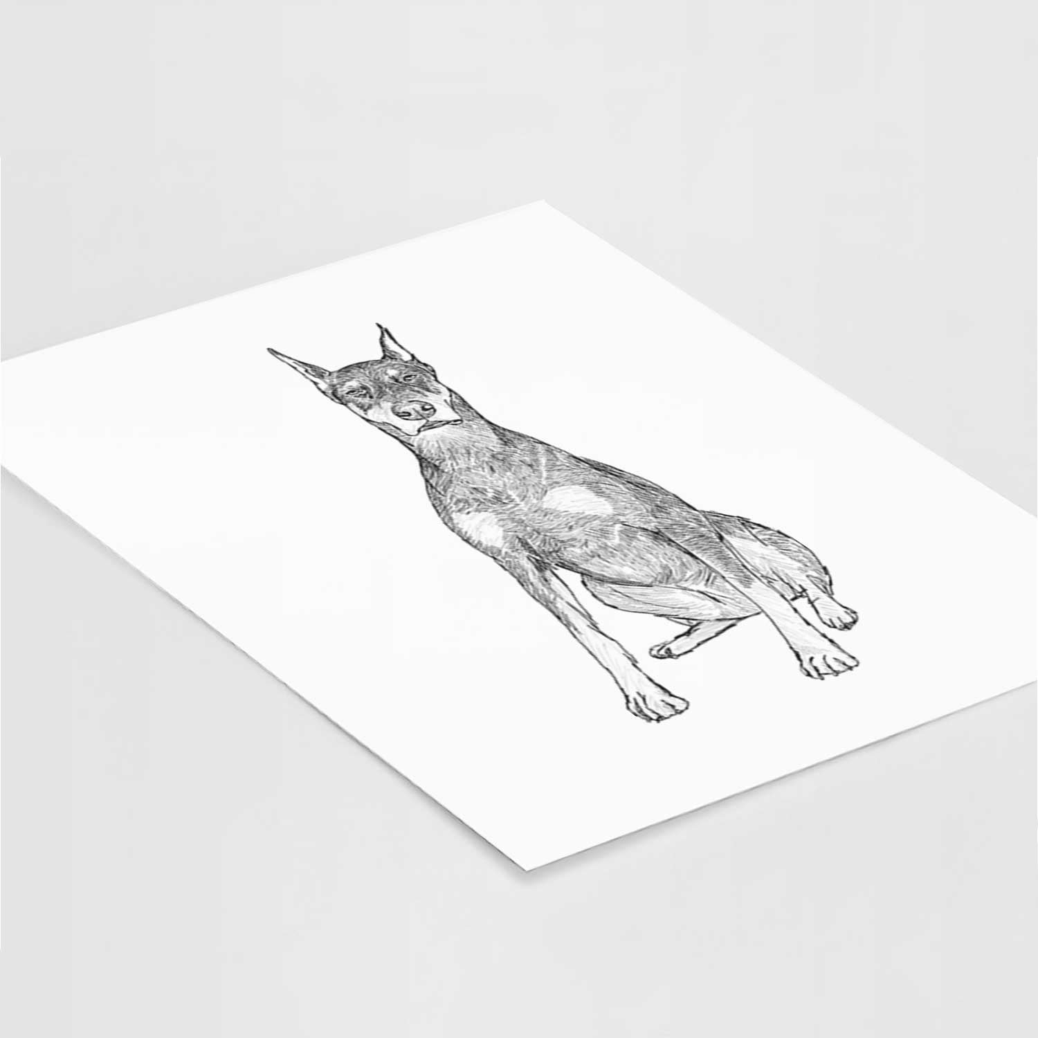 Doodled Drake the Doberman Pinscher Art Print