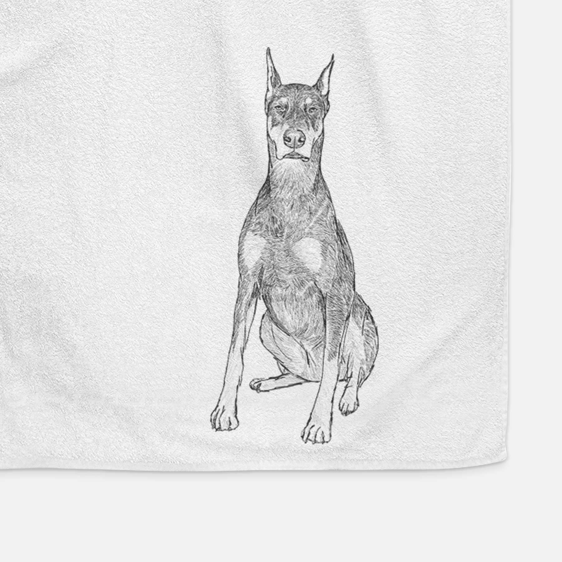 Doodled Drake the Doberman Pinscher Decorative Hand Towel