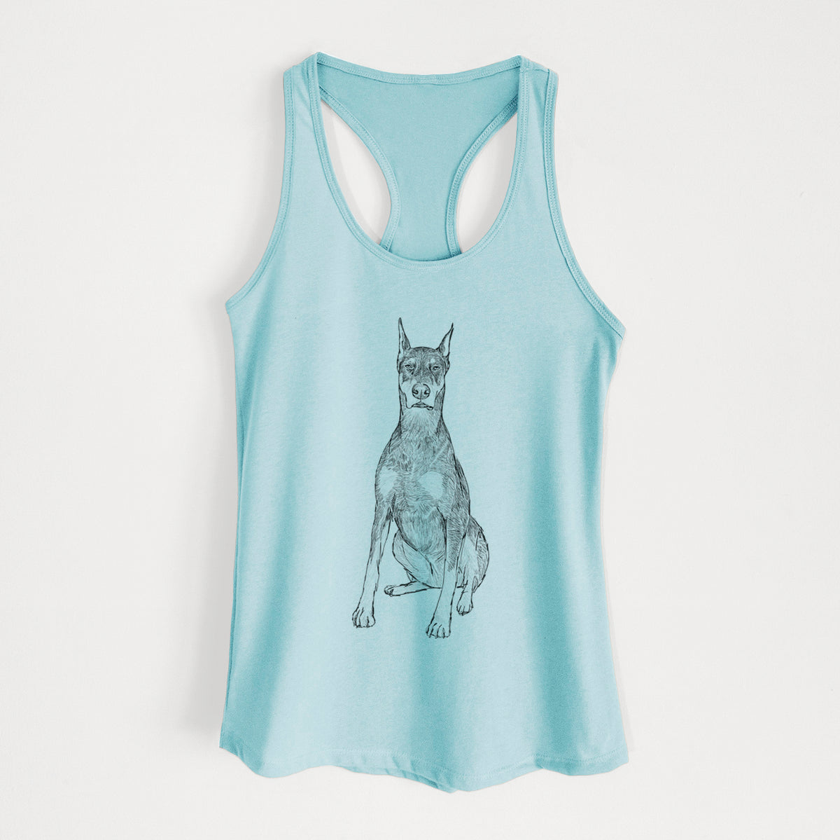 Doodled Drake the Doberman Pinscher - Women&#39;s Racerback Tanktop