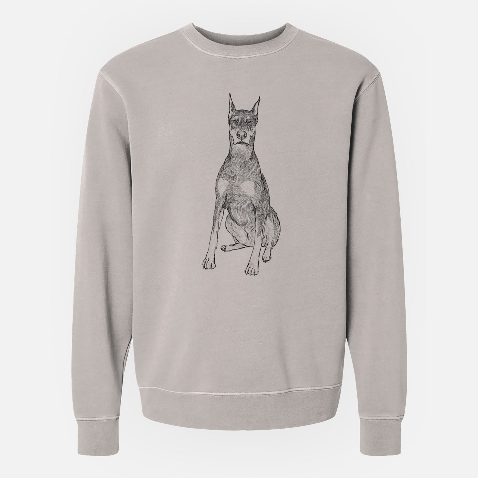 Doodled Drake the Doberman Pinscher - Unisex Pigment Dyed Crew Sweatshirt
